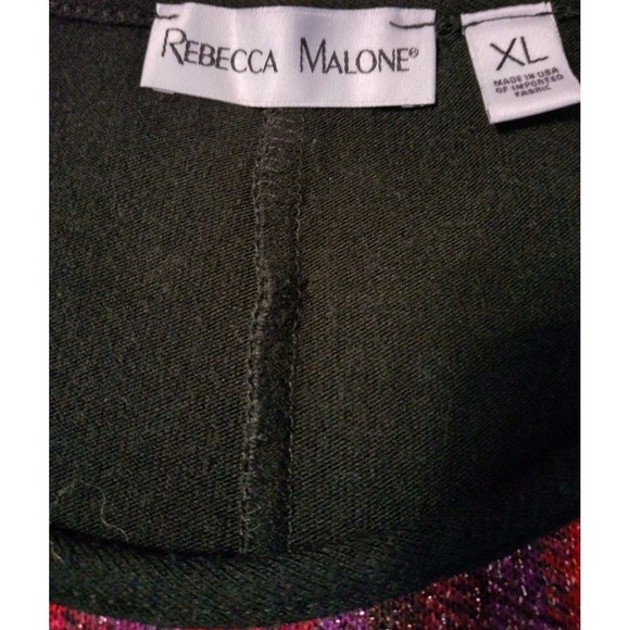 Rebecca Malone black metallic multicolor 3/4 sleeve pullover sweater Size XL - Picture 7 of 8